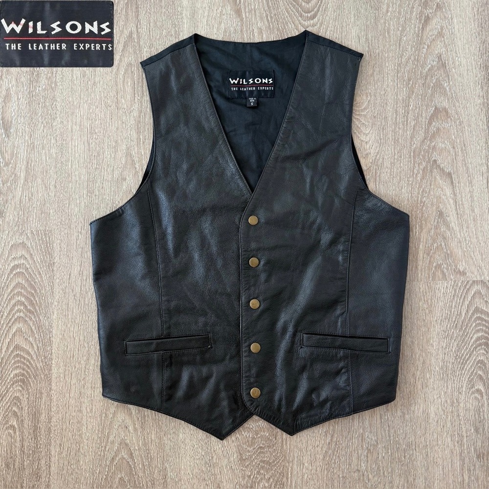 Wilson Black Leather Vest for Men